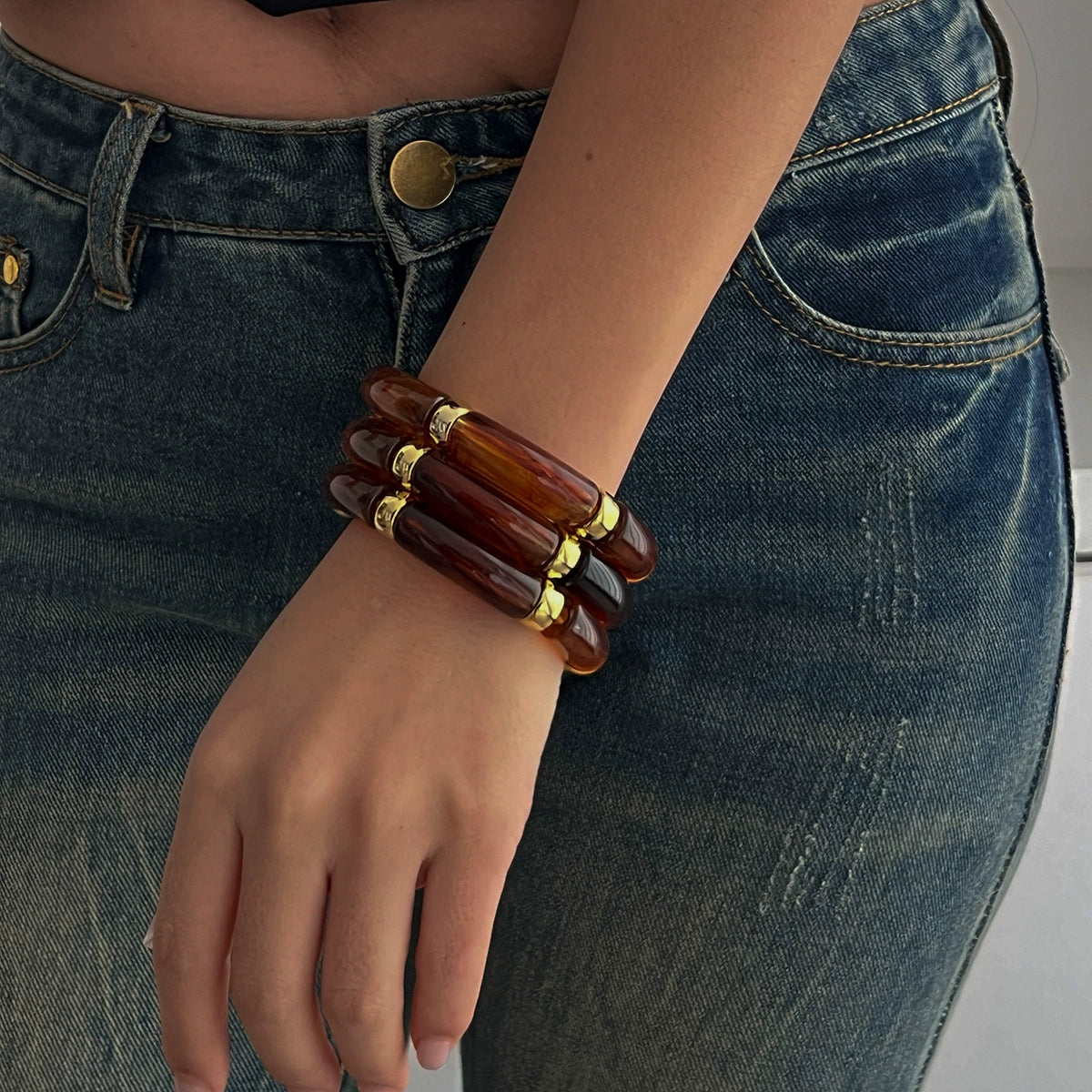 Rosalind Beaded Metal Bracelet Set - Mixed Color Set 1 [T0JFUGAX]