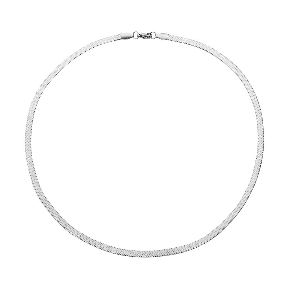 Verena Braided Fishbone Necklace - Single Layer Necklace - Silver (40cm) [QO371HQU]