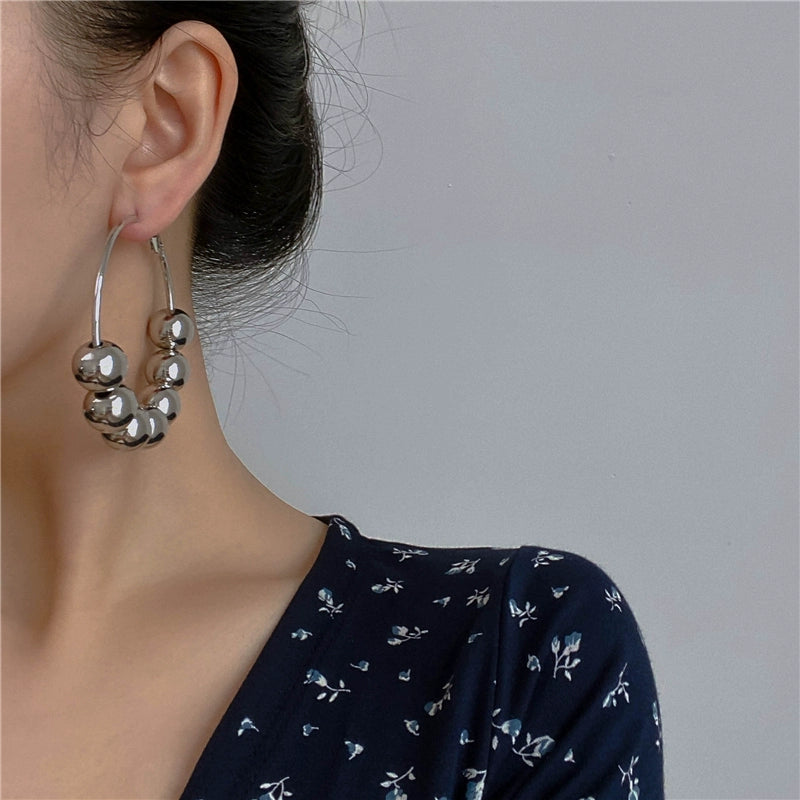 Kimber Sculptural Hoop Earrings - Silver-toned Hollow Hoop with Silver Post [LBY6UXBJ]