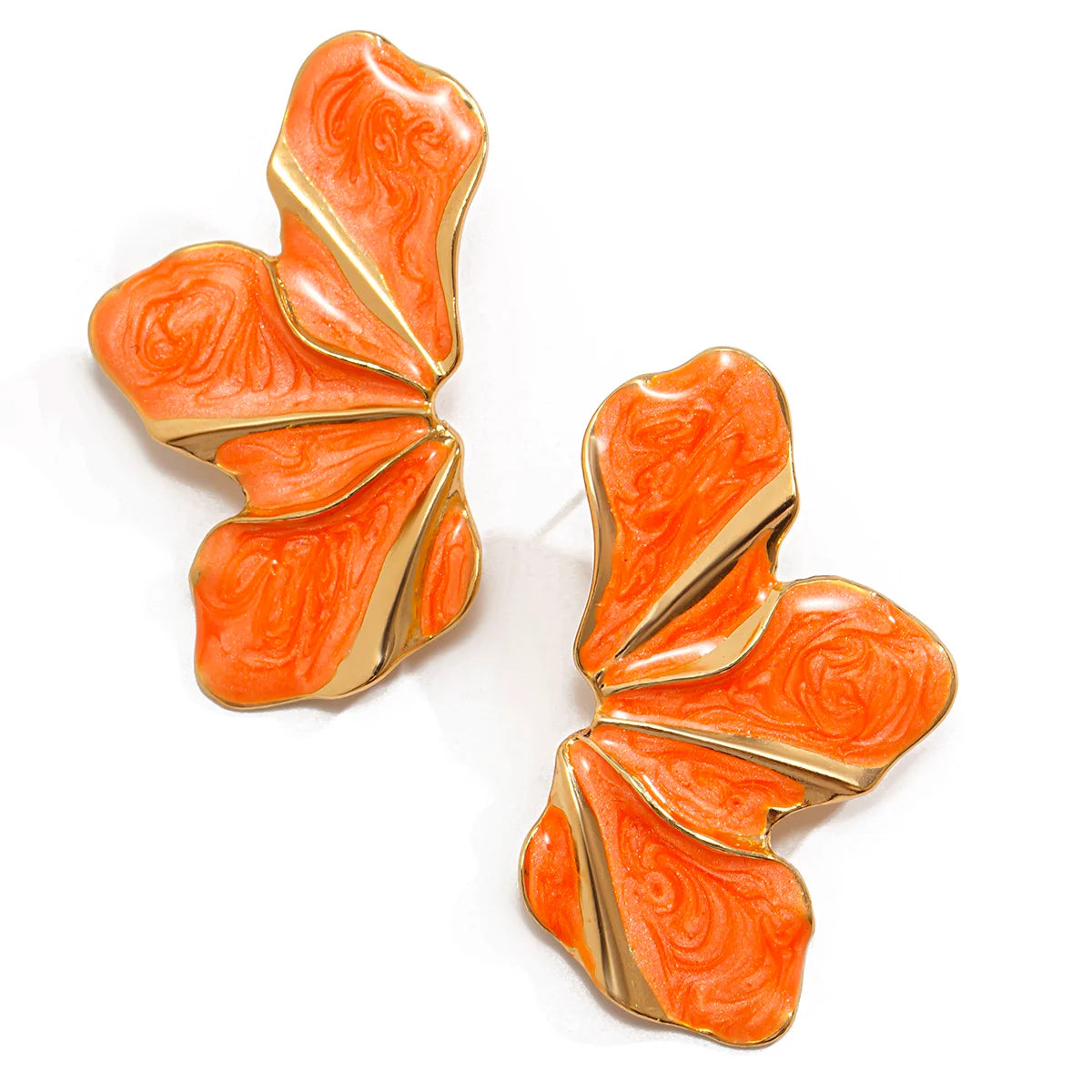 Alaynah Enamel Petal Studs - Orange