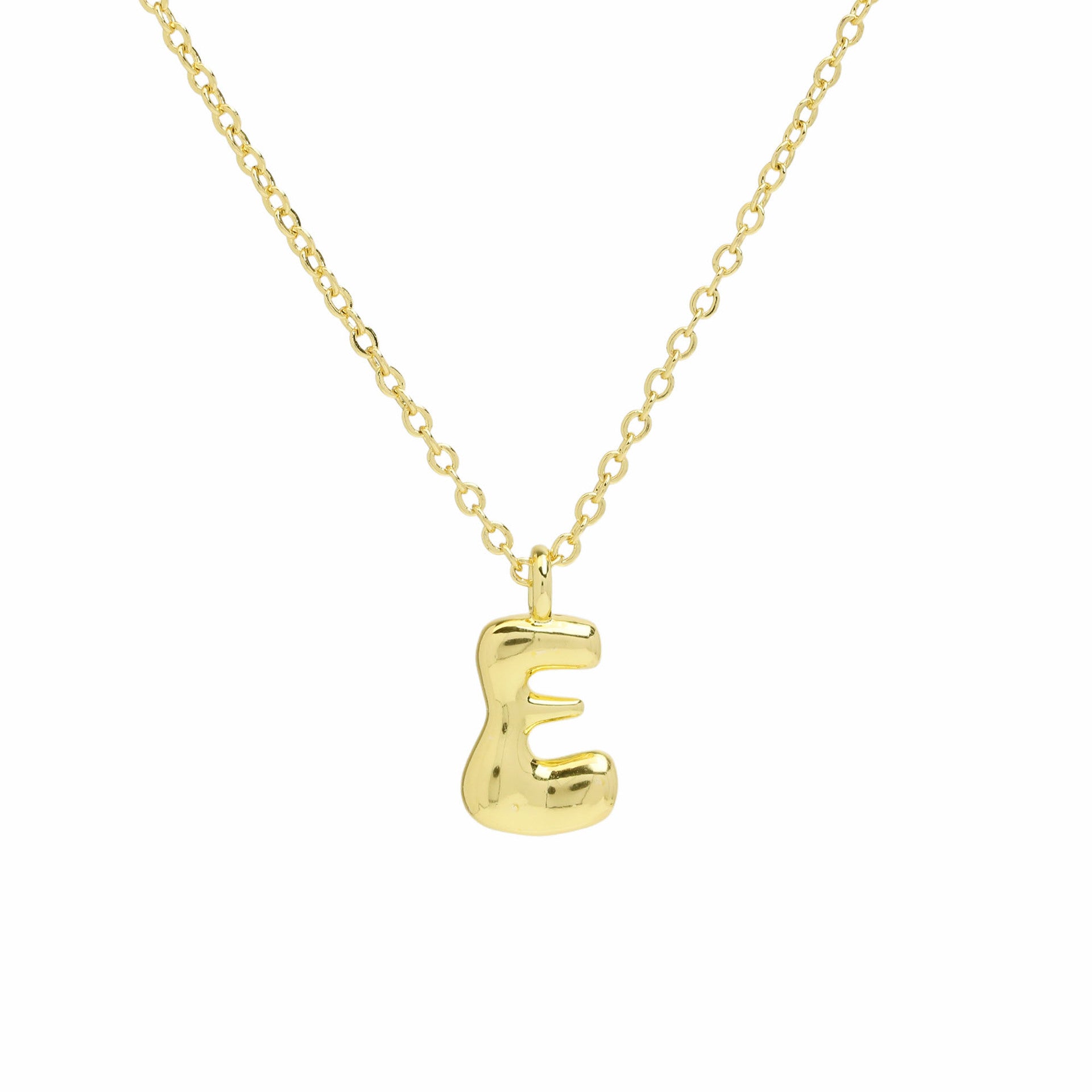 Vanya Gold Initial Bubble Necklace - Letter E [CDD2GL51]