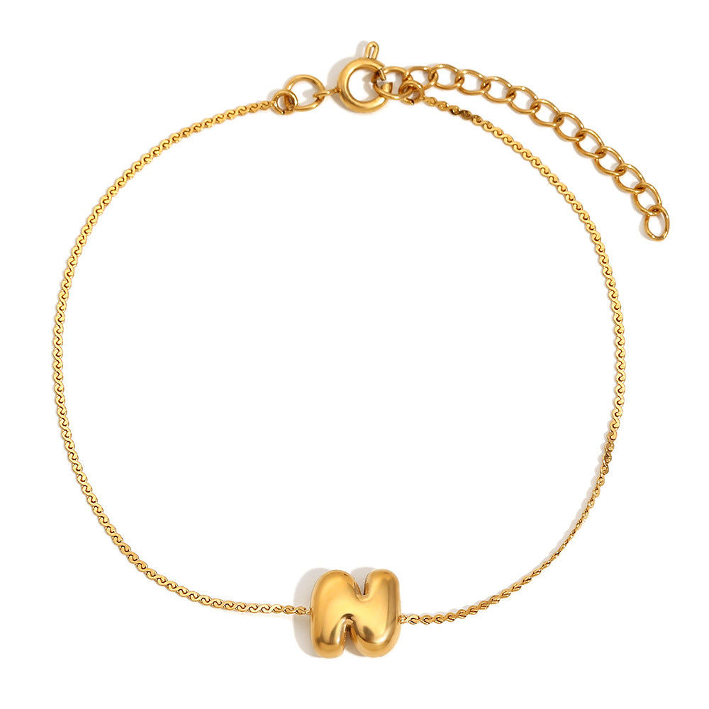 Ilah Bubble Letter Chain Bracelet - Bubble Letter Z - Gold [0UD55ESR]
