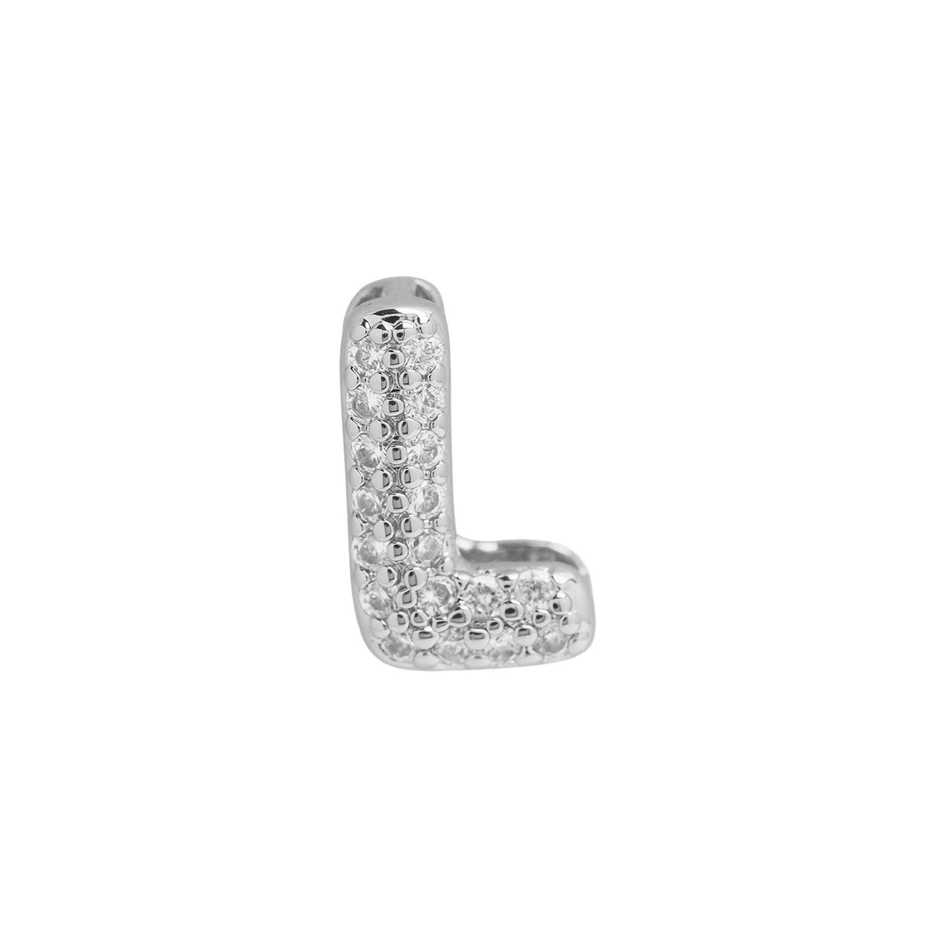 Rosalyn Bubble Letter Necklace - Silver Letter L Pendant [OFYUNBQT]