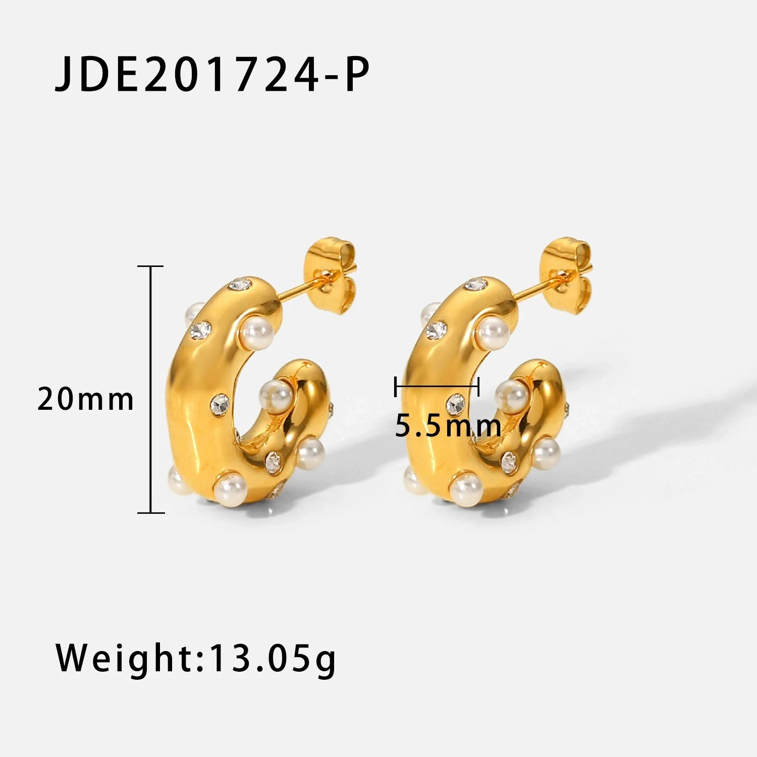 Joyce Hammered Pearl Hoops - Gold Variant B