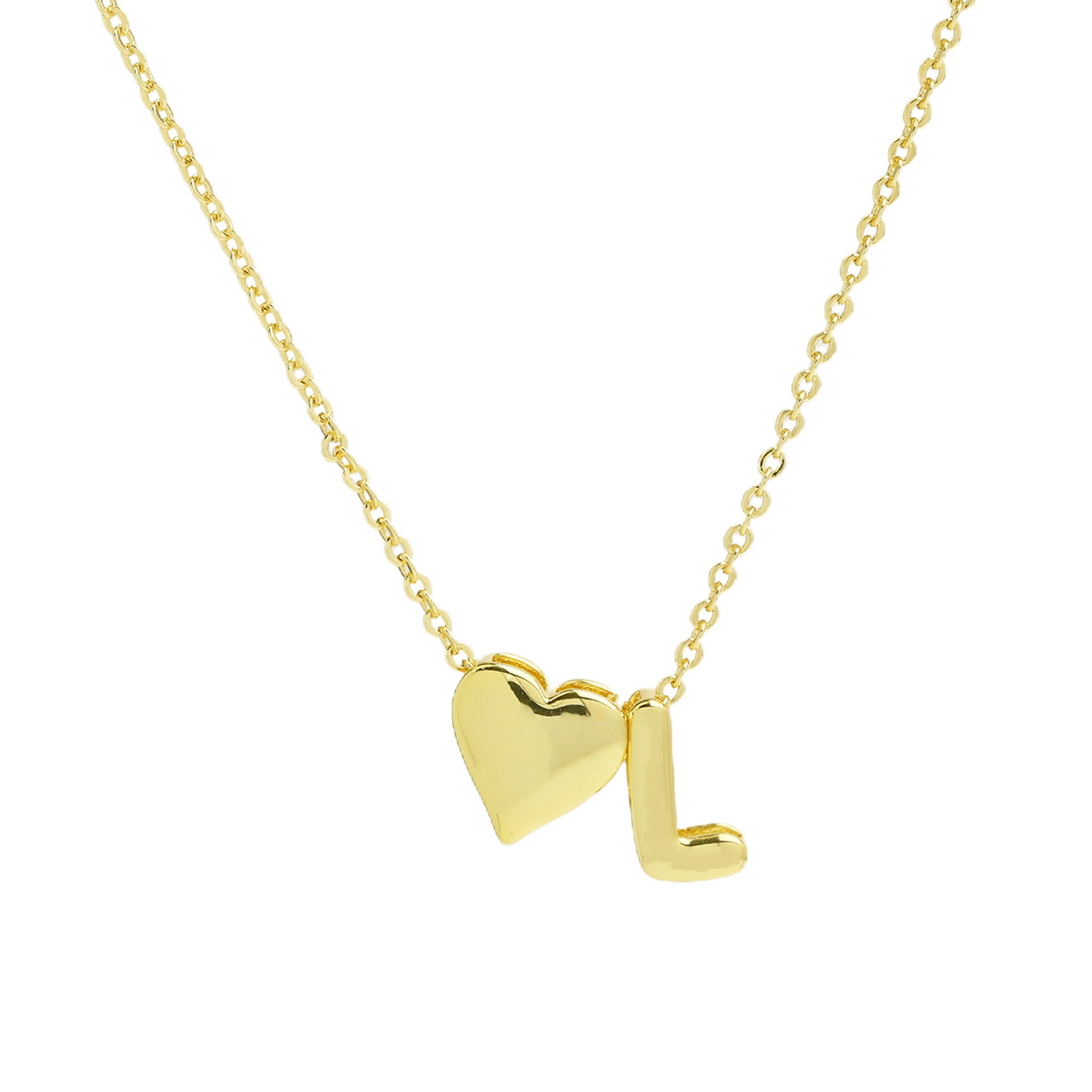 Korie Puffed Initial Necklace - Letter L Necklace [NJ49AEVO]