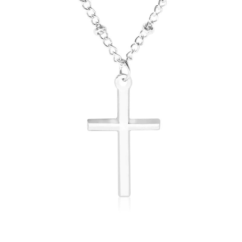 Avelyn Layered Cross Necklace - Bright Silver