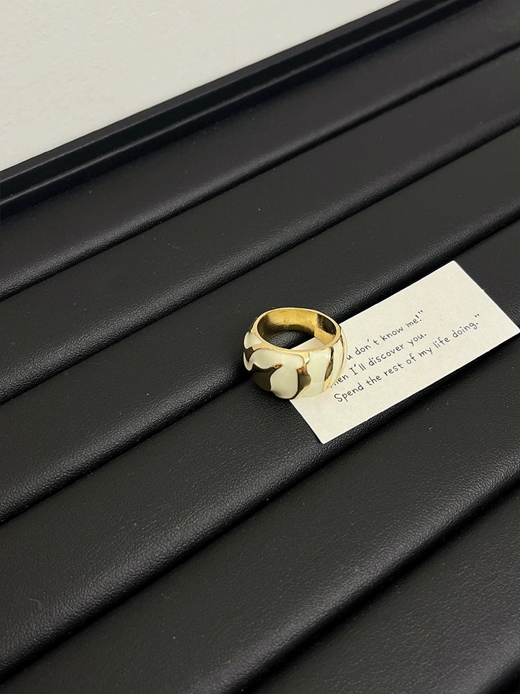 Sana Enamel Open Bangle Ring - White Ring