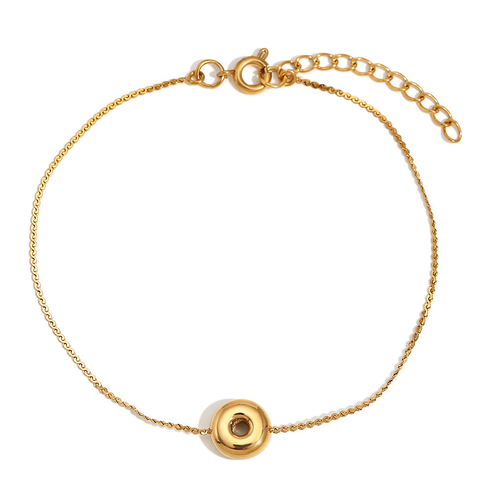 Ilah Bubble Letter Chain Bracelet - Bubble Letter O - Gold [UCXIAVMK]