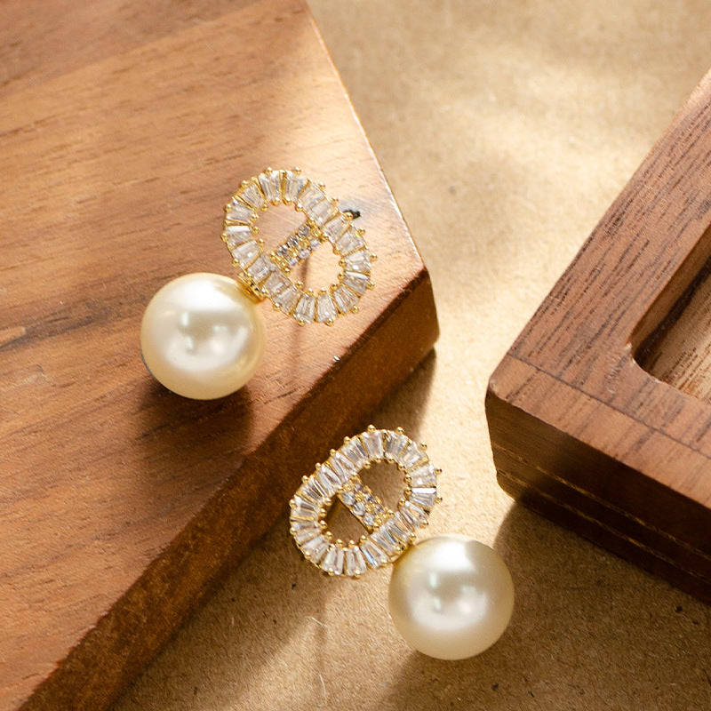 Marlie CD Pearl Stud Earrings - Style 1 [FQZZ6MPR]