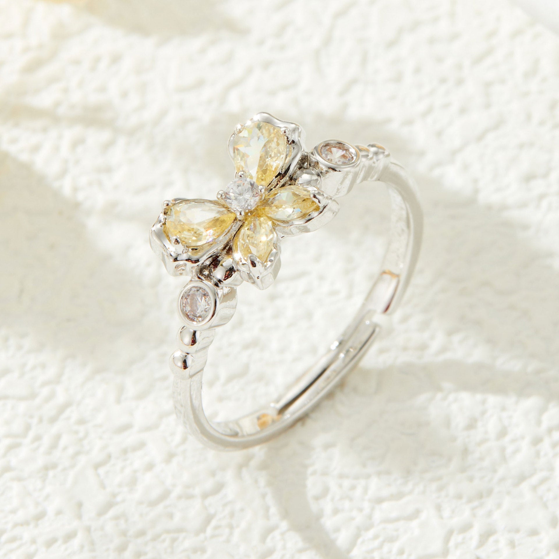 Miabella Butterfly Zircon Ring - Silver Tone [ERVHKPN3]