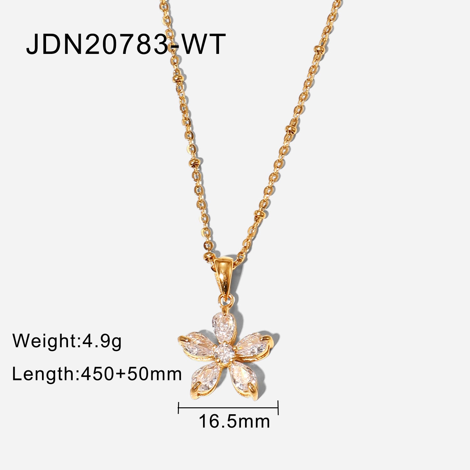 Lanora Zircon Flower Necklace - JDN20783-WT [QE9UCI6G]