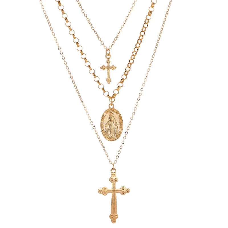 Aitana Layered Cross Necklace - KC Gold 1