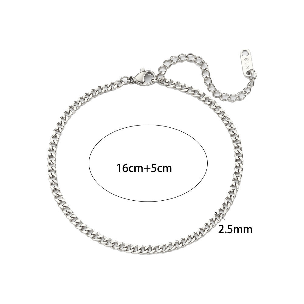 Reilly Sleek Link Bracelet - Steel - 2.5mm Polished Chain Bracelet [Y32SQF5Z]