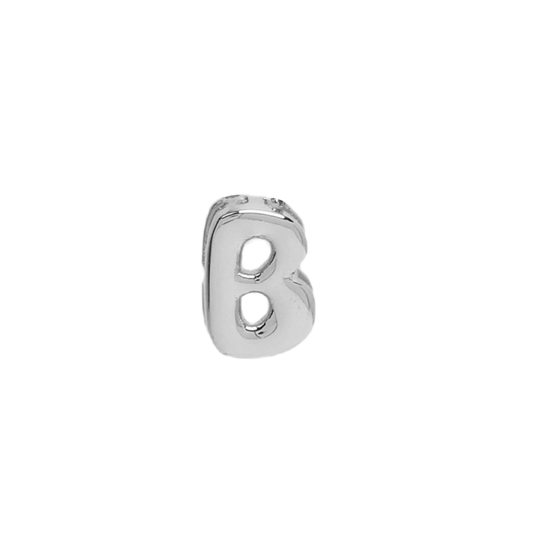 Devora Bubble Letter Necklace - White Gold Tone Letter B Pendant [CEGY6U5U]