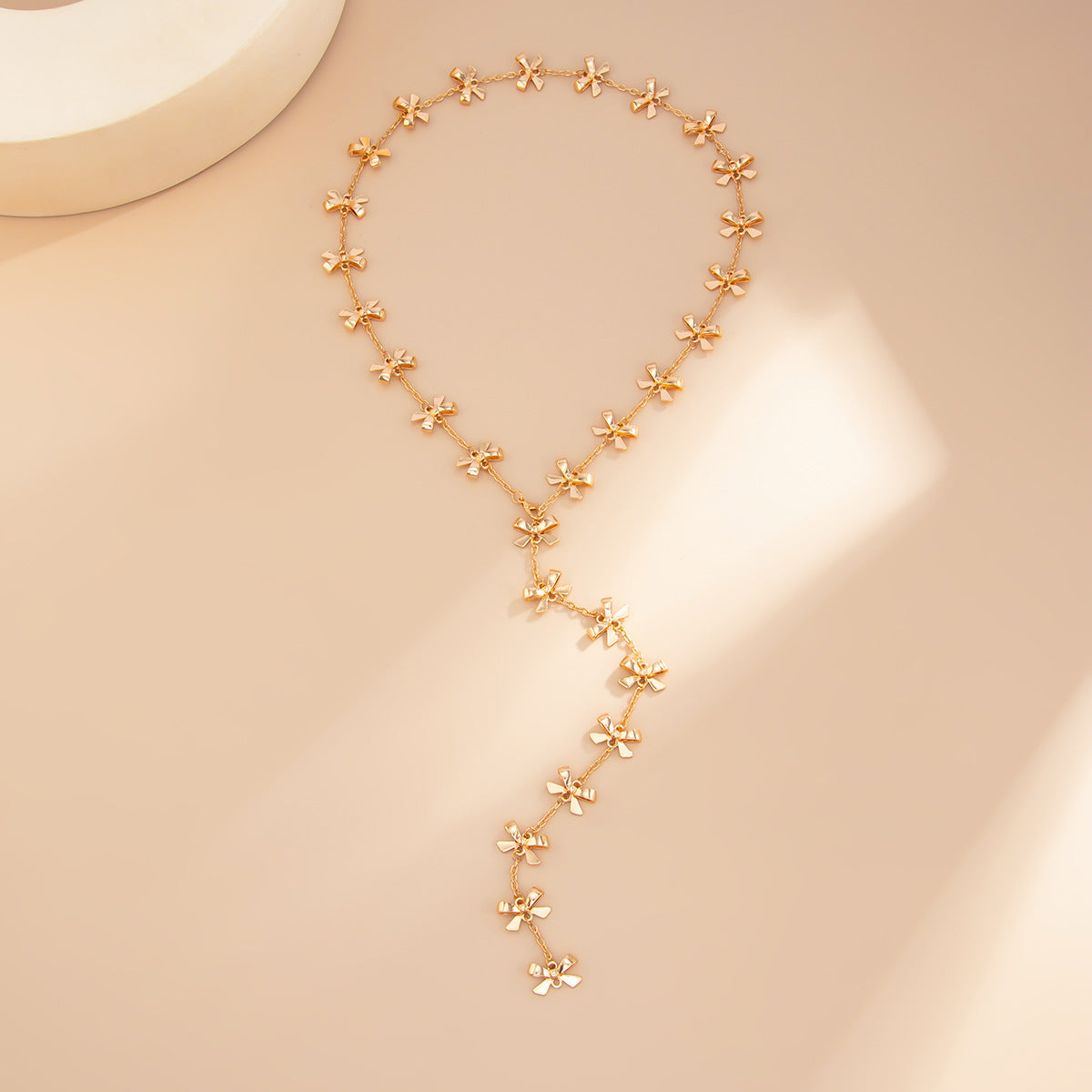 Lunabelle Bow Y-Chain Necklace - Gold (Style 7302) [VMK8VO5T]