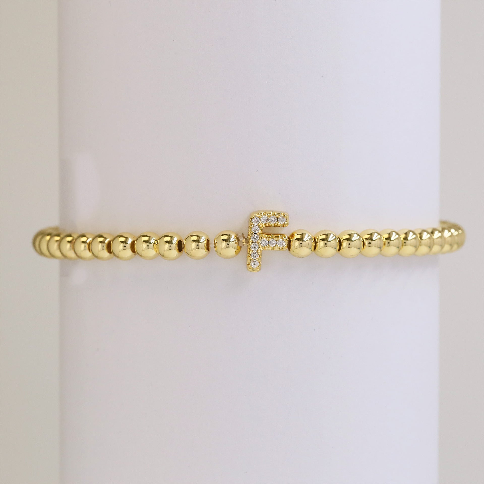 Mikah Micro-Inlay Initial Bracelet - F [VA61R146]