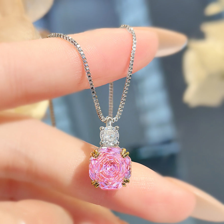 Madelyne Radiant Octagonal Set - Deep Pink Pendant Necklace [H953CTA1]