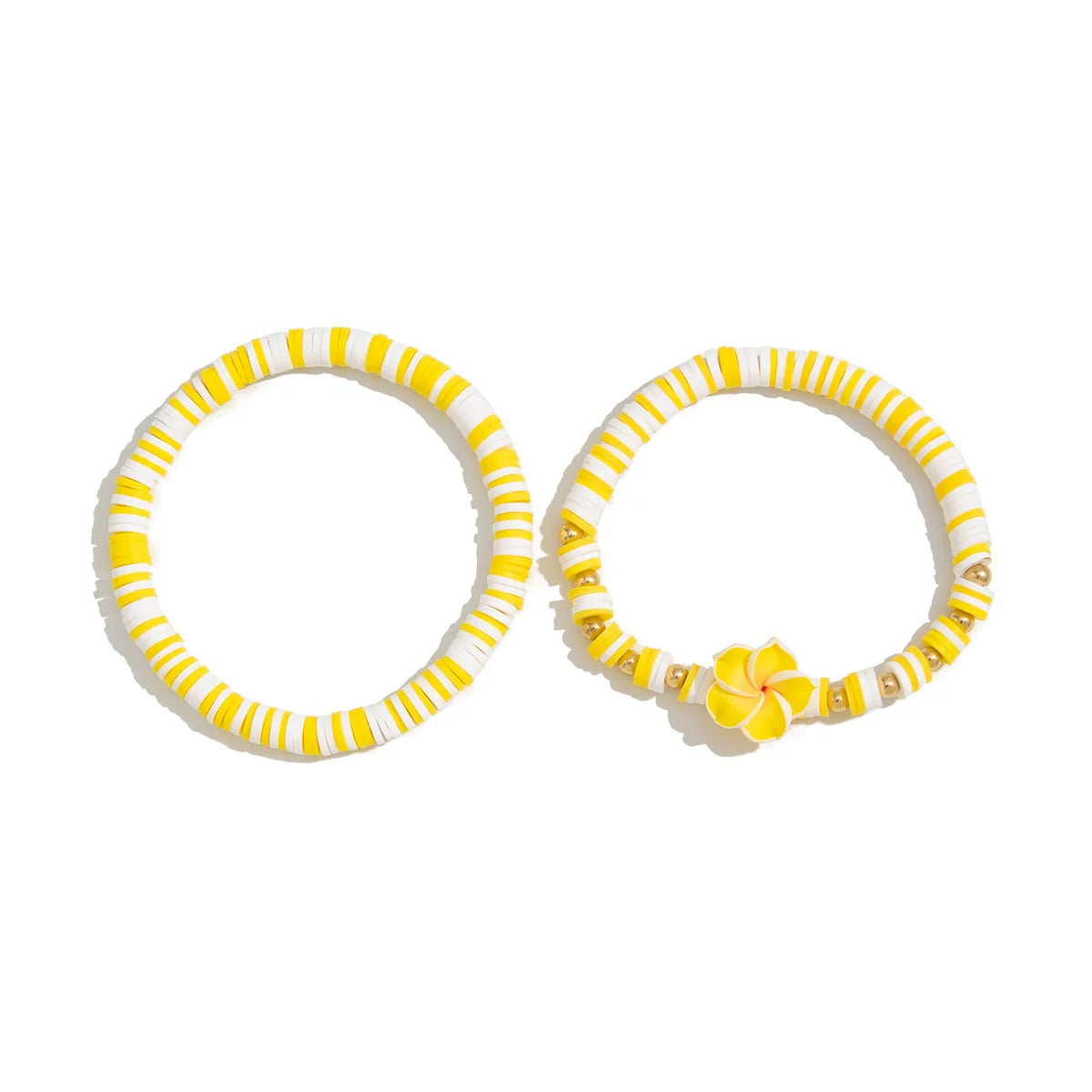 Oumou Plumeria Bead Bracelet Set - Yellow