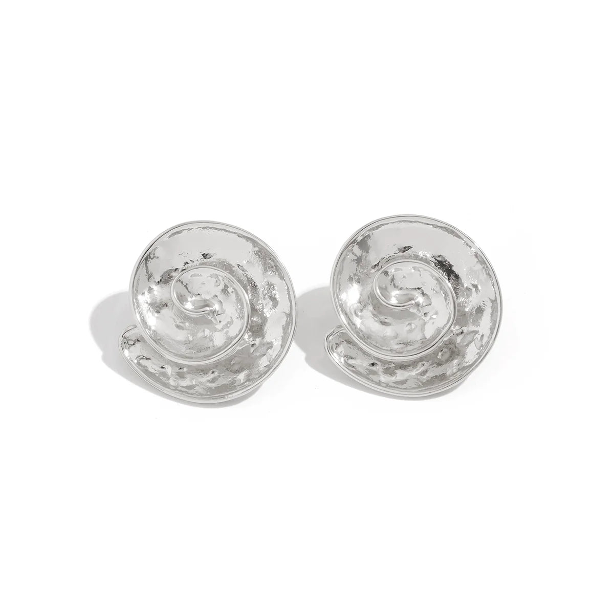 Yehudis Spiral Snail Stud Earrings - Silver