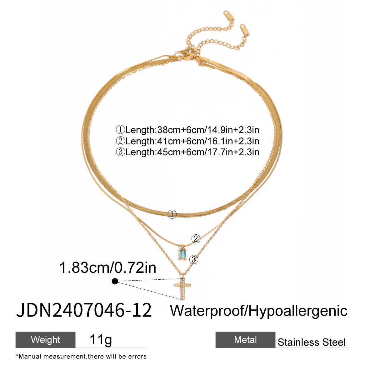 Taniya Layered Zircon Necklace - Silver Geometric Layered [1S6Y11AG]