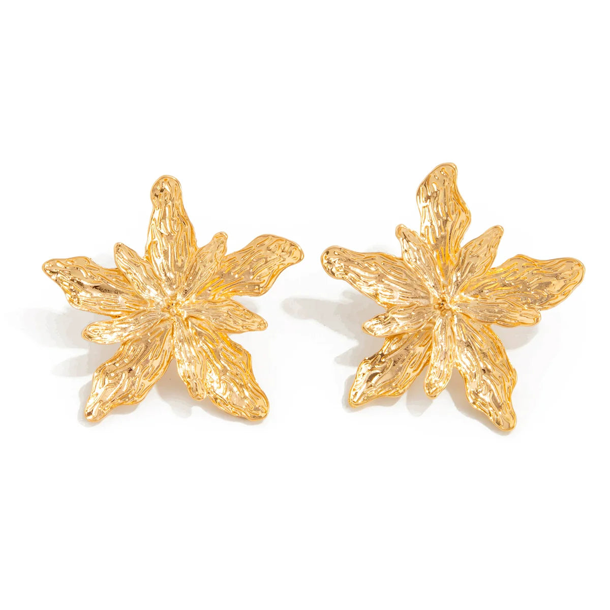 Anabella Blossom Petal Stud Earrings - Gold