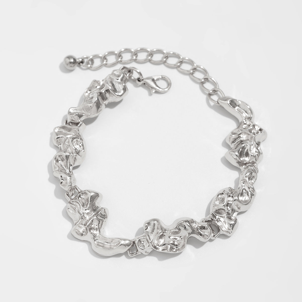 Meagan Molten Metal Jewelry Set - Bracelet - Silver (Style 1) [KFQKD9BA]