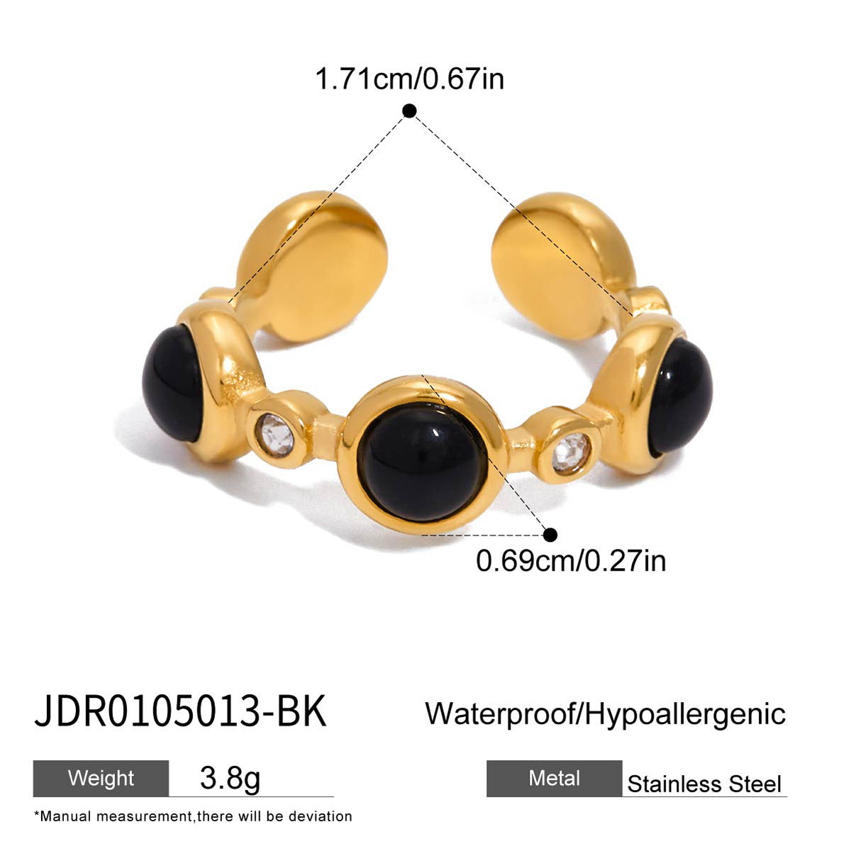 Quinley Crystal Ring Set - Heart Ring - Black [NA8KWAR7]