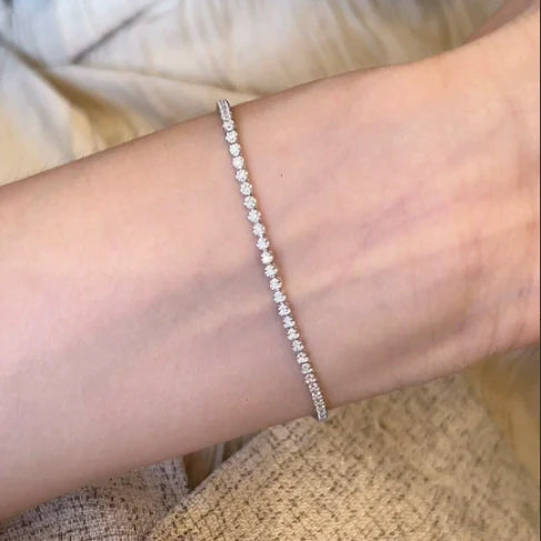 Aaleiya Stackable Pave Bracelet - Silver Pave Bracelet (18cm)