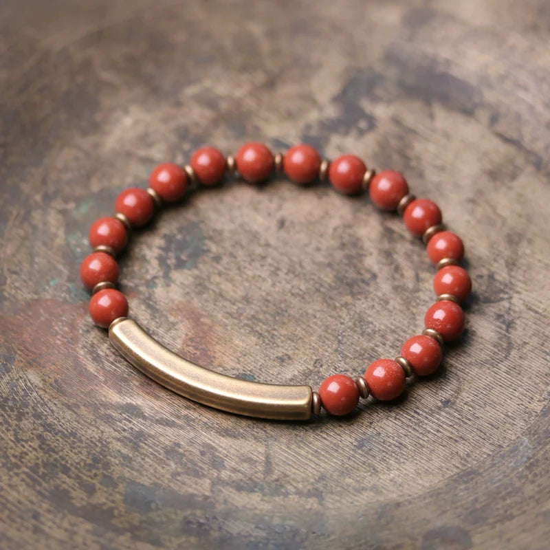 Aasiya Bohemian Stone Bracelet - Size 18 Male (Single-Wrap Red Jasper)