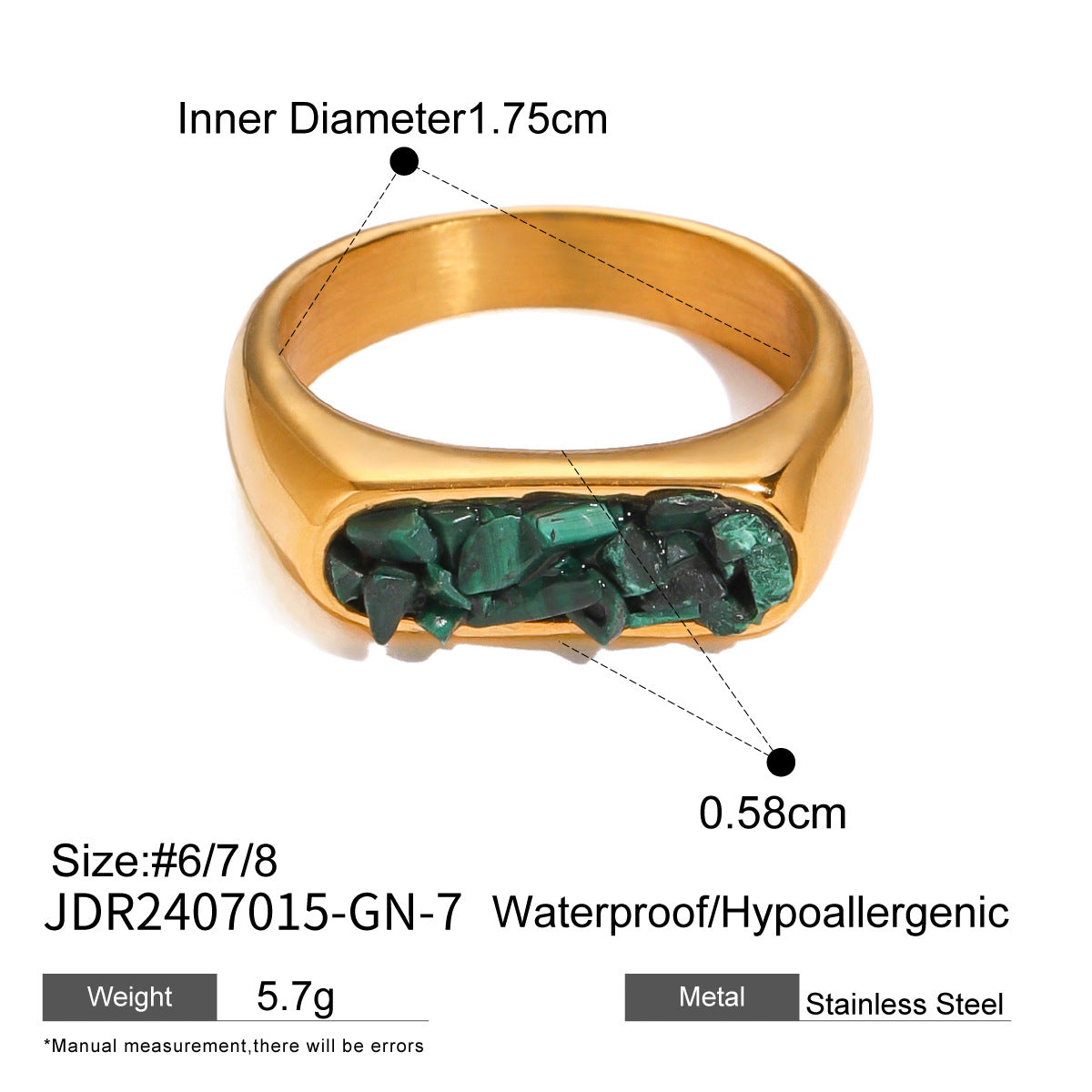 Khaliya Chunky Natural Ring - Forest Green [X7X08KTG]