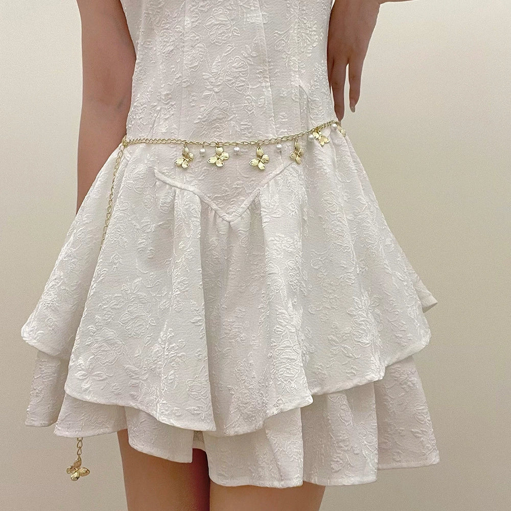 Amina Pearl Butterfly Waist Chain - 金色蝴蝶珍珠腰链 [OVTTXLT0]