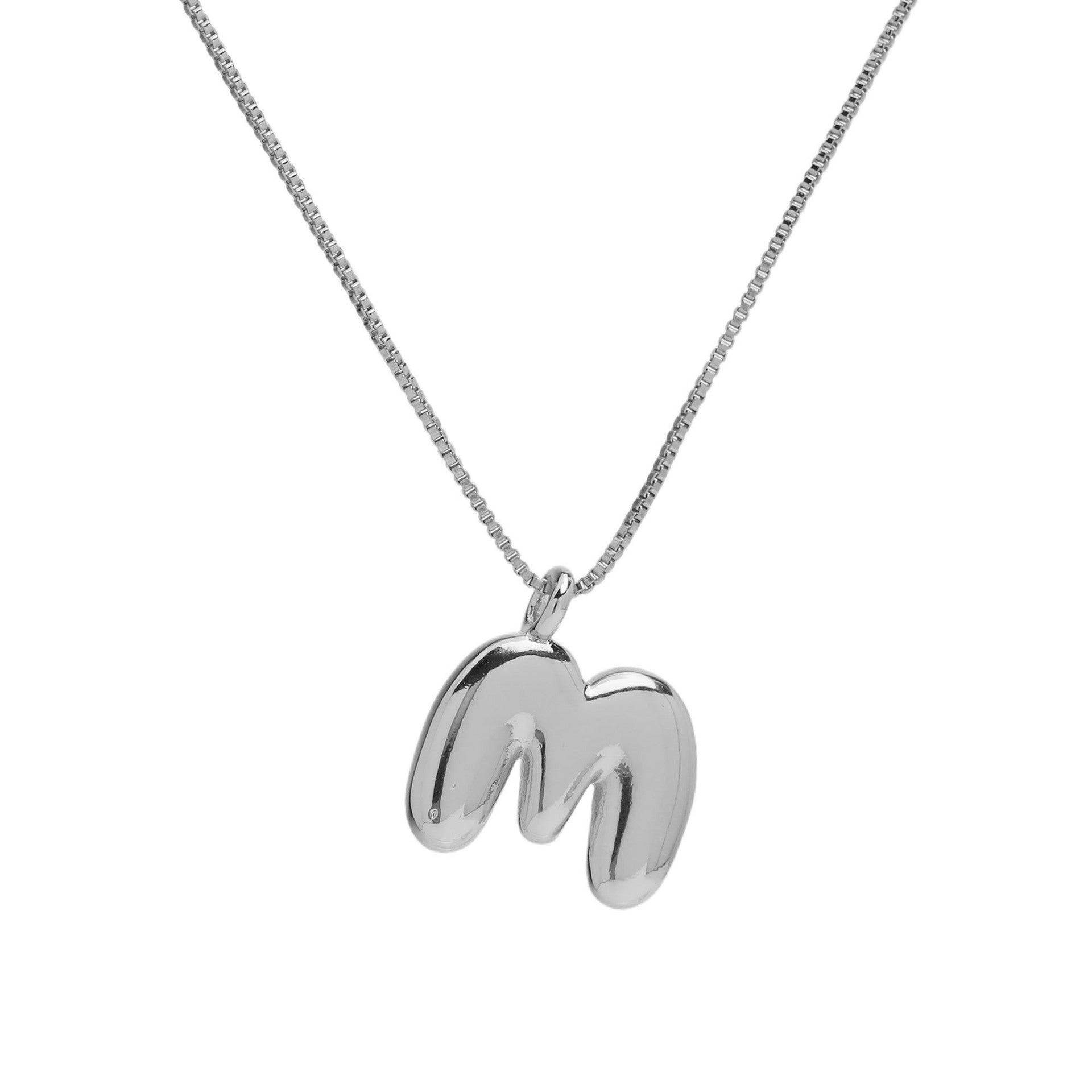Jesenia Bubble Initial Necklace - Letter M [YFX9M3RB]