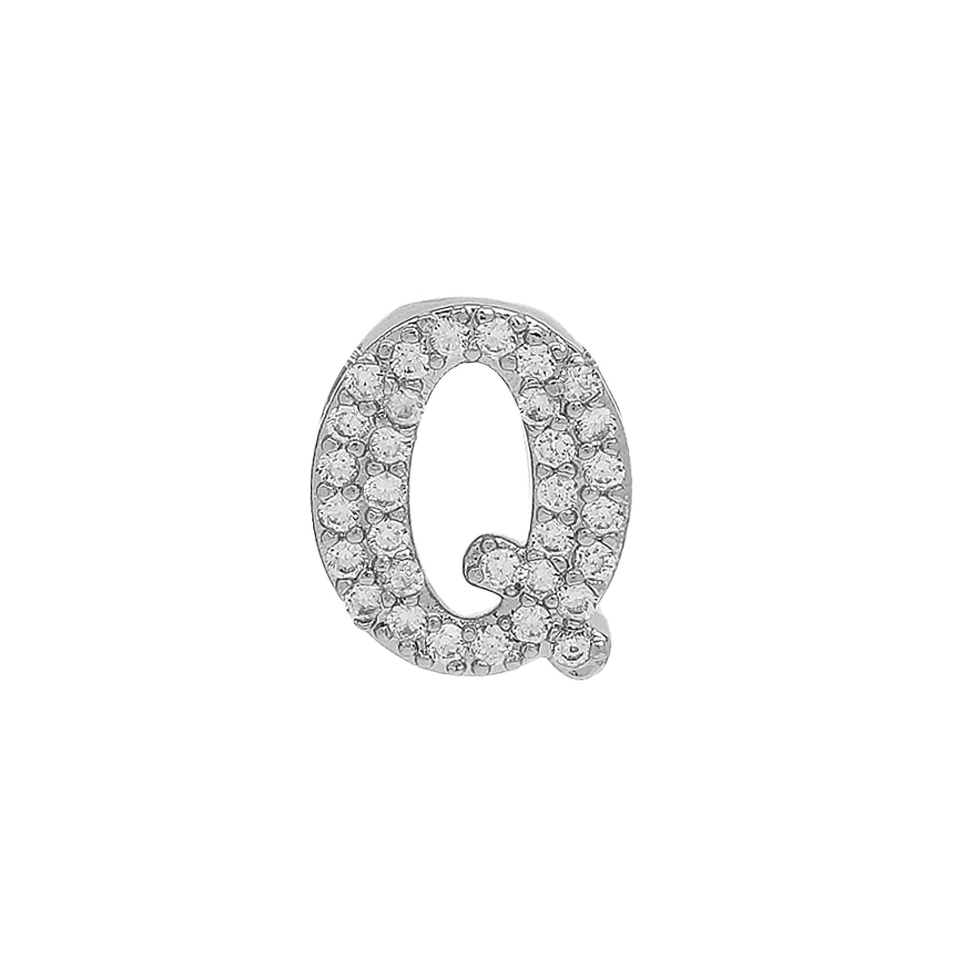 Abella Dainty Initial Jewelry - Silver Q Initial Pendant [4WBXP1XM]