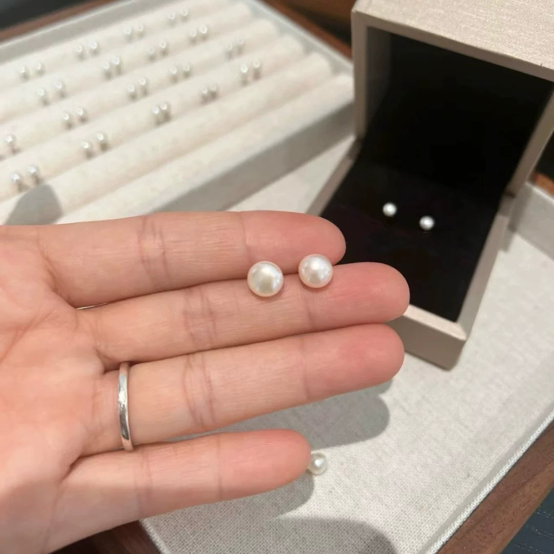 Shauna Delicate Pearl Studs - 8mm Pearl Screw Back