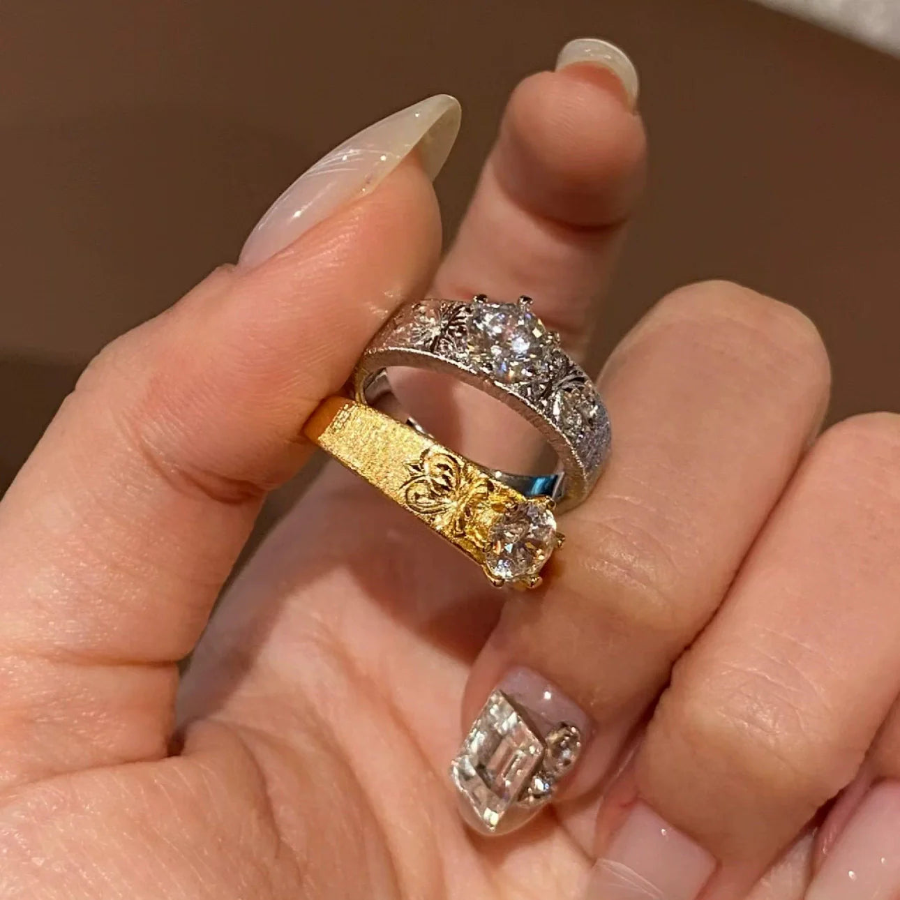 Bexleigh Carved Crystal Ring - Silver Ring