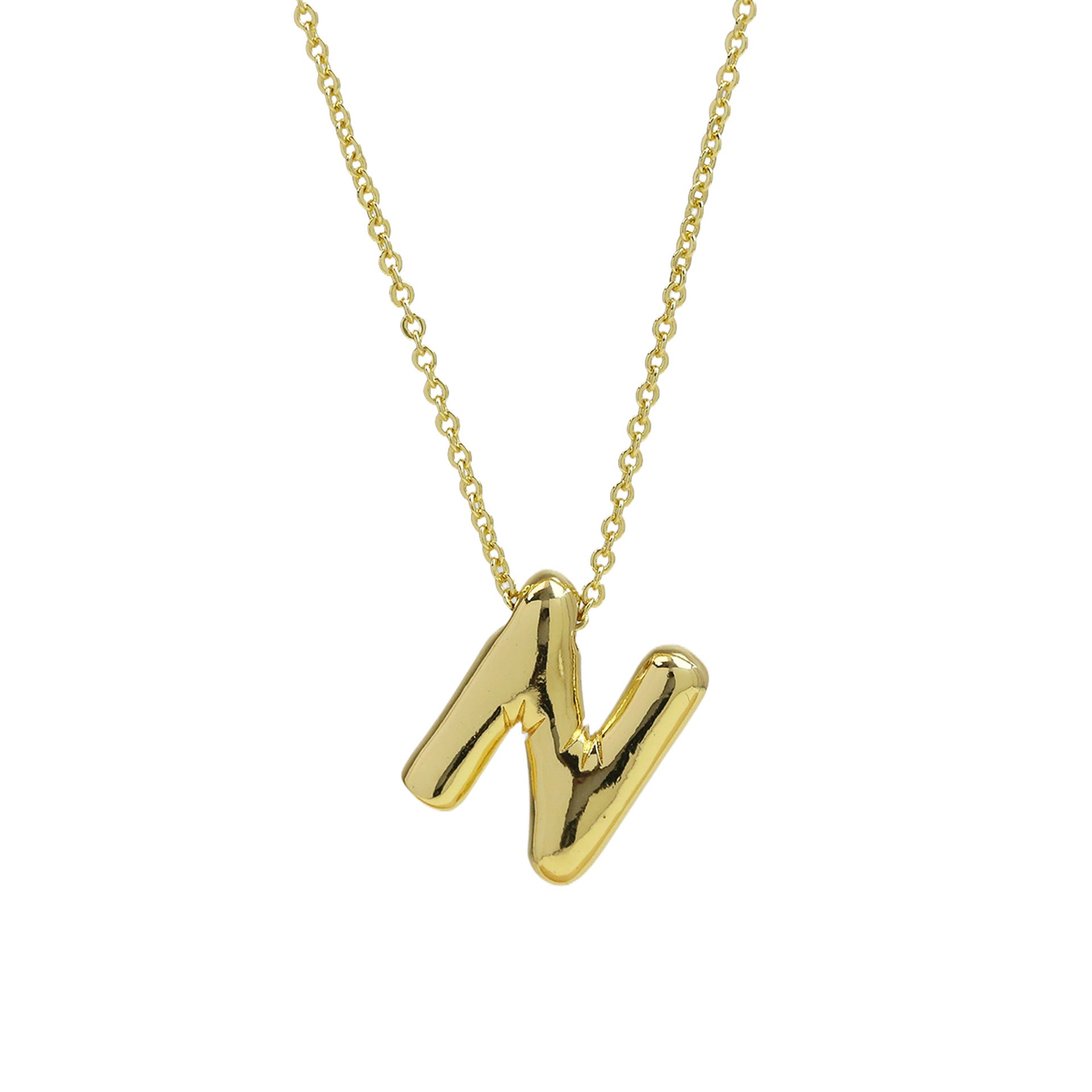 Saffron Puffy Initial Necklace - Letter N [U426TEIX]