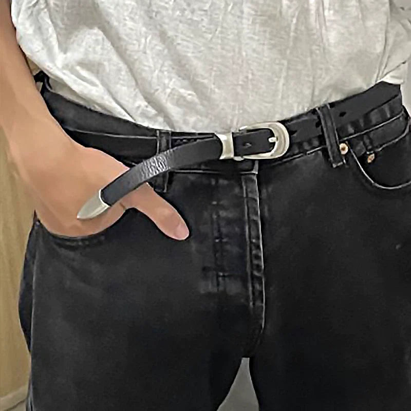 Julianny Distressed Moon Belt - Simple Black Belt