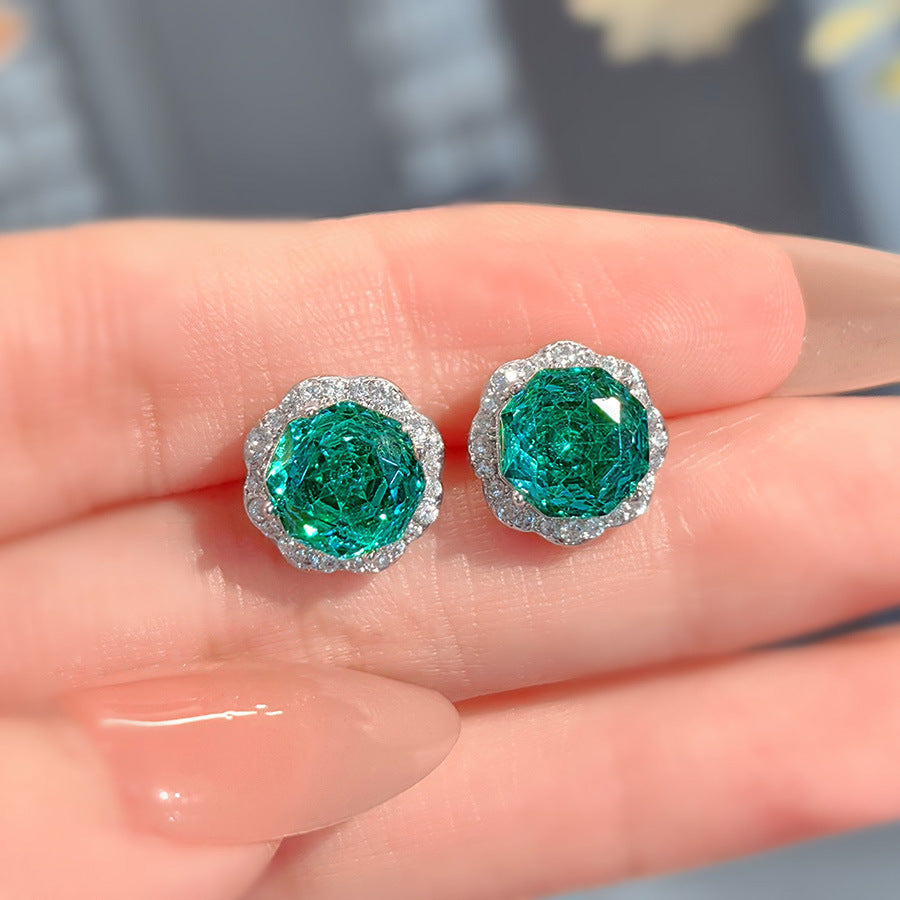 Gracy Floral Gemstone Jewelry Set - Paraiba Stud Earrings (Pair) [R1IQCUXC]