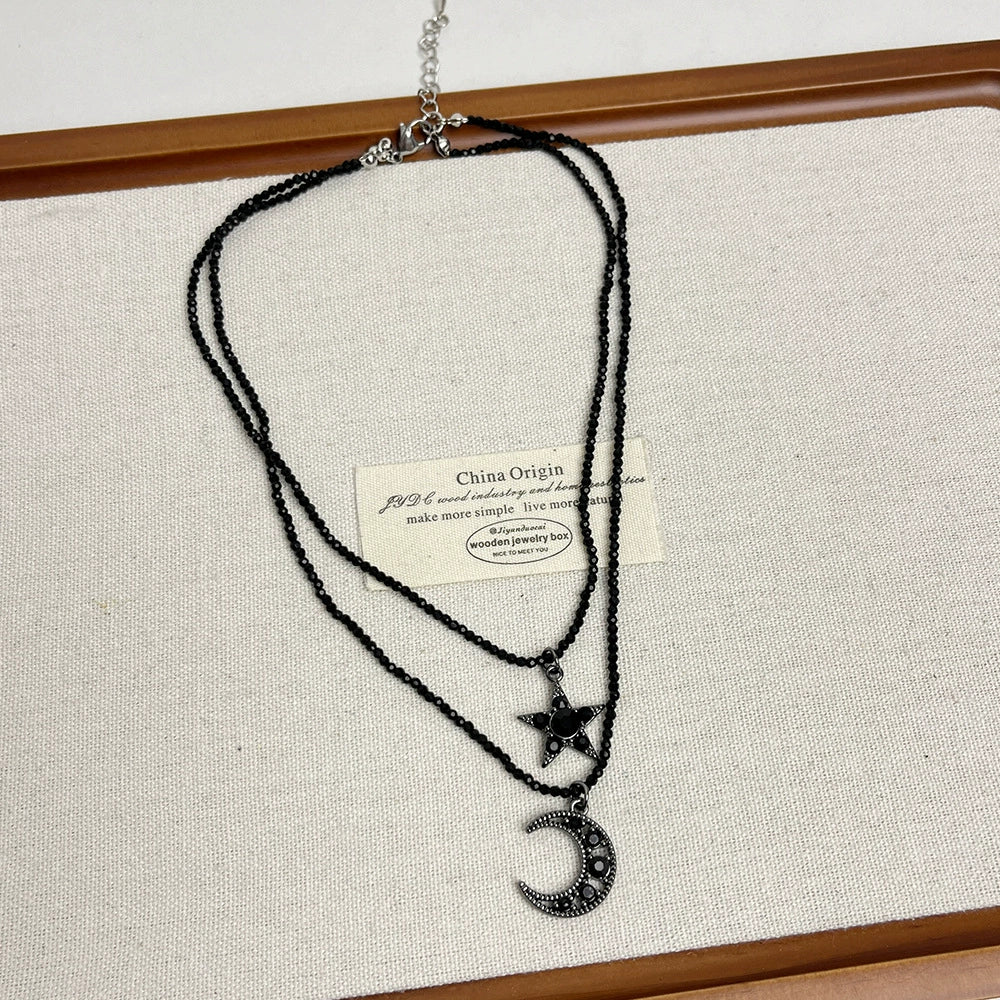 Addelynn Celestial Layered Necklace - Star Moon Pendant Necklace [BKLLF4D9]