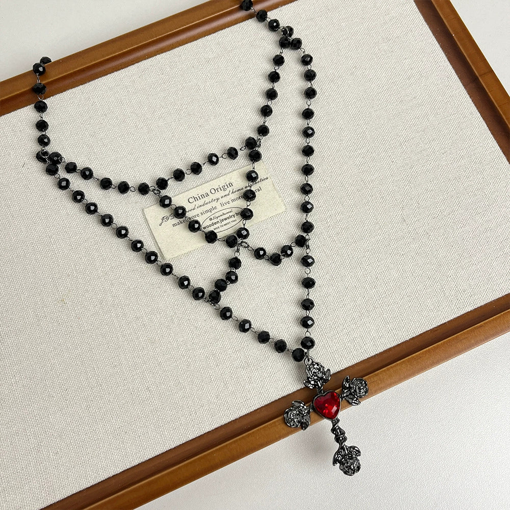 Aracely Gothic Cross Pendant Necklace - Rose Cross Pendant Necklace [X8BIYGTN]