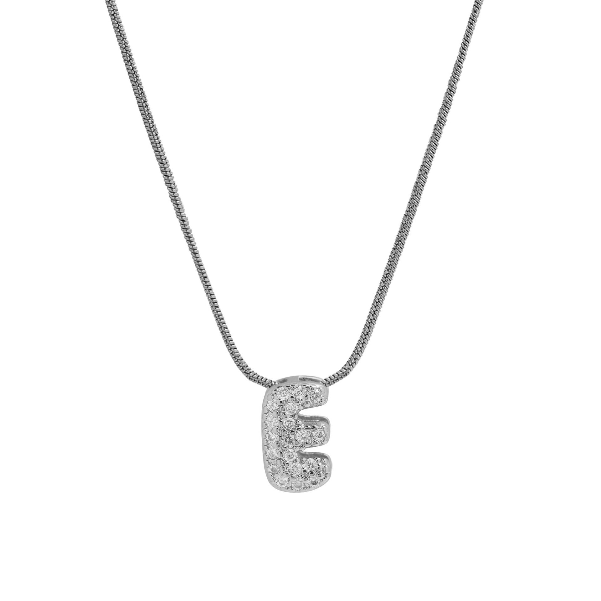 Deborah Initial Snake Necklace - Silver-tone E Initial [8KDI7CLX]