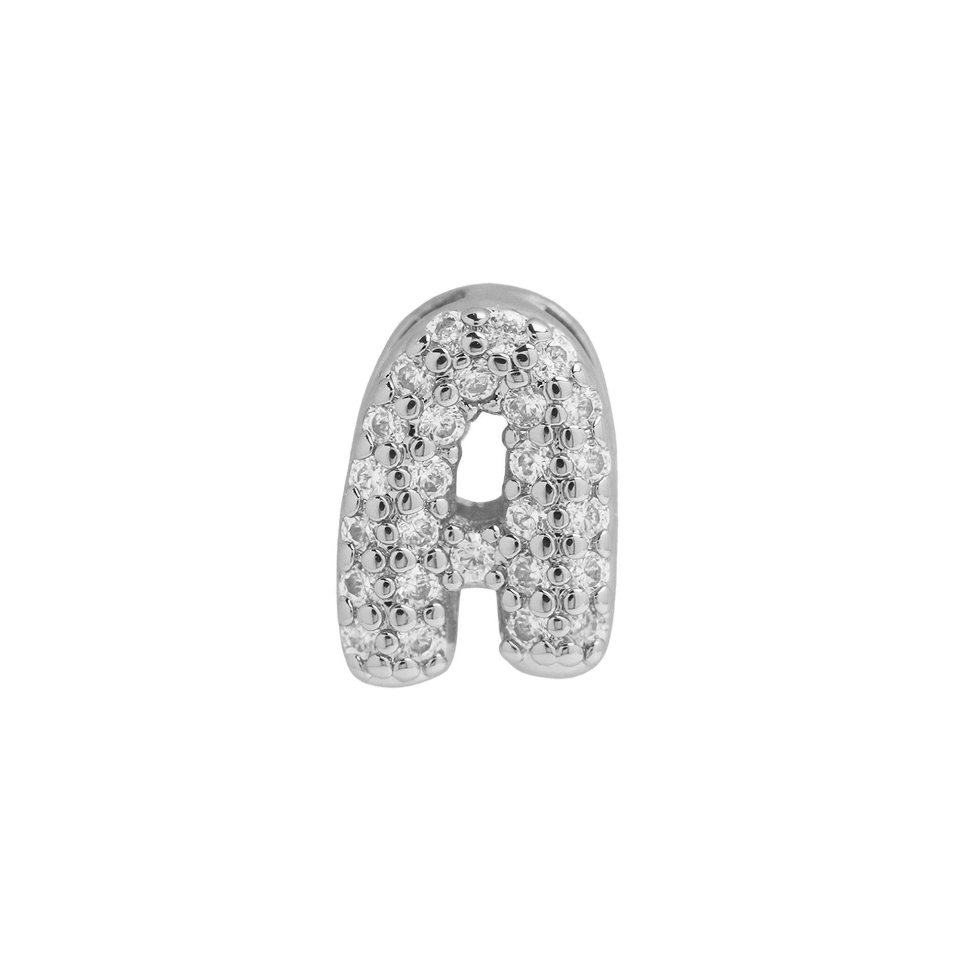 Rosalyn Bubble Letter Necklace - Silver Letter A Pendant [KWF6CSED]