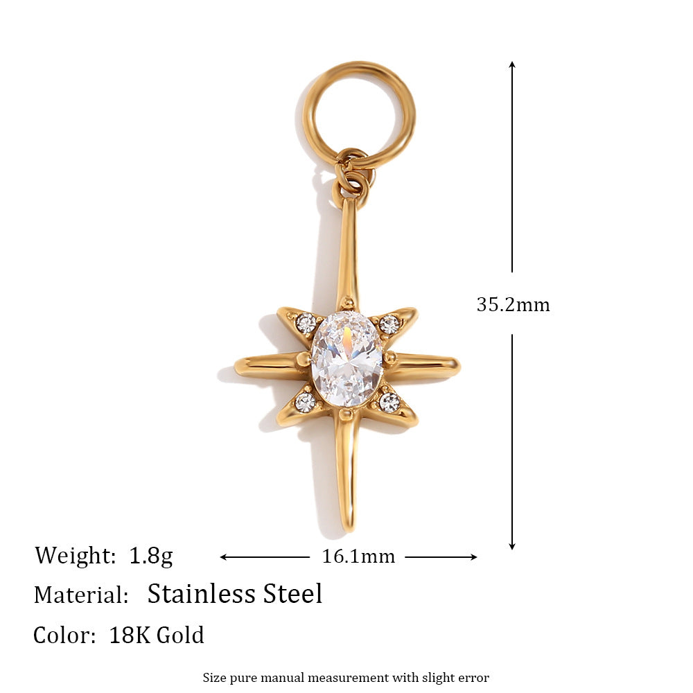 Sommer Gold Charm Pendants - Eight-Pointed Star Pendant [E4WKHLRX]