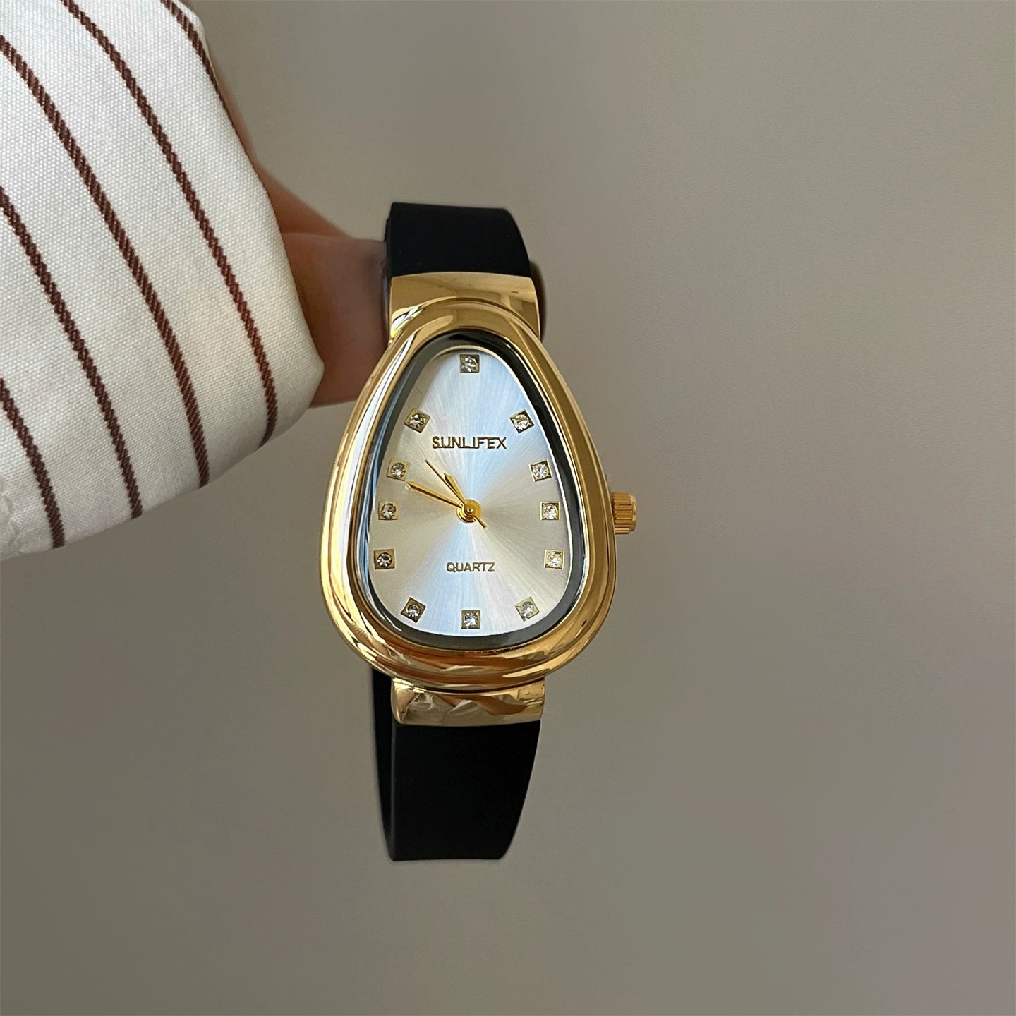 Audriana Serpent Charm Watch - Black Strap Gold Frame White Dial [2BSI9EWY]