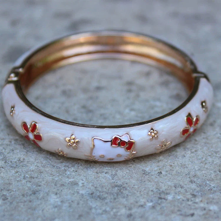 Porter Enamel Hello Kitty Bangle - Off-White (4.7cm, Fixed Pattern)