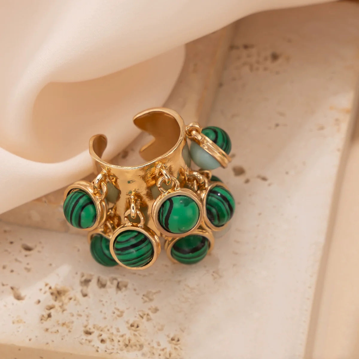 Halina Irregular Gemstone Ring - Green
