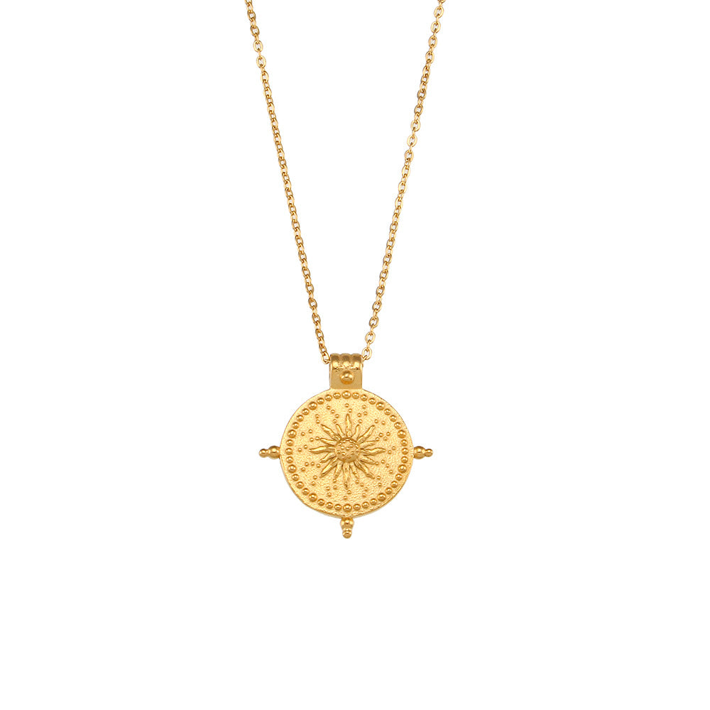 Ameliana Gold Sun Compass Necklace - Vintage Sun Compass Pendant Necklace [R0SJWY34]