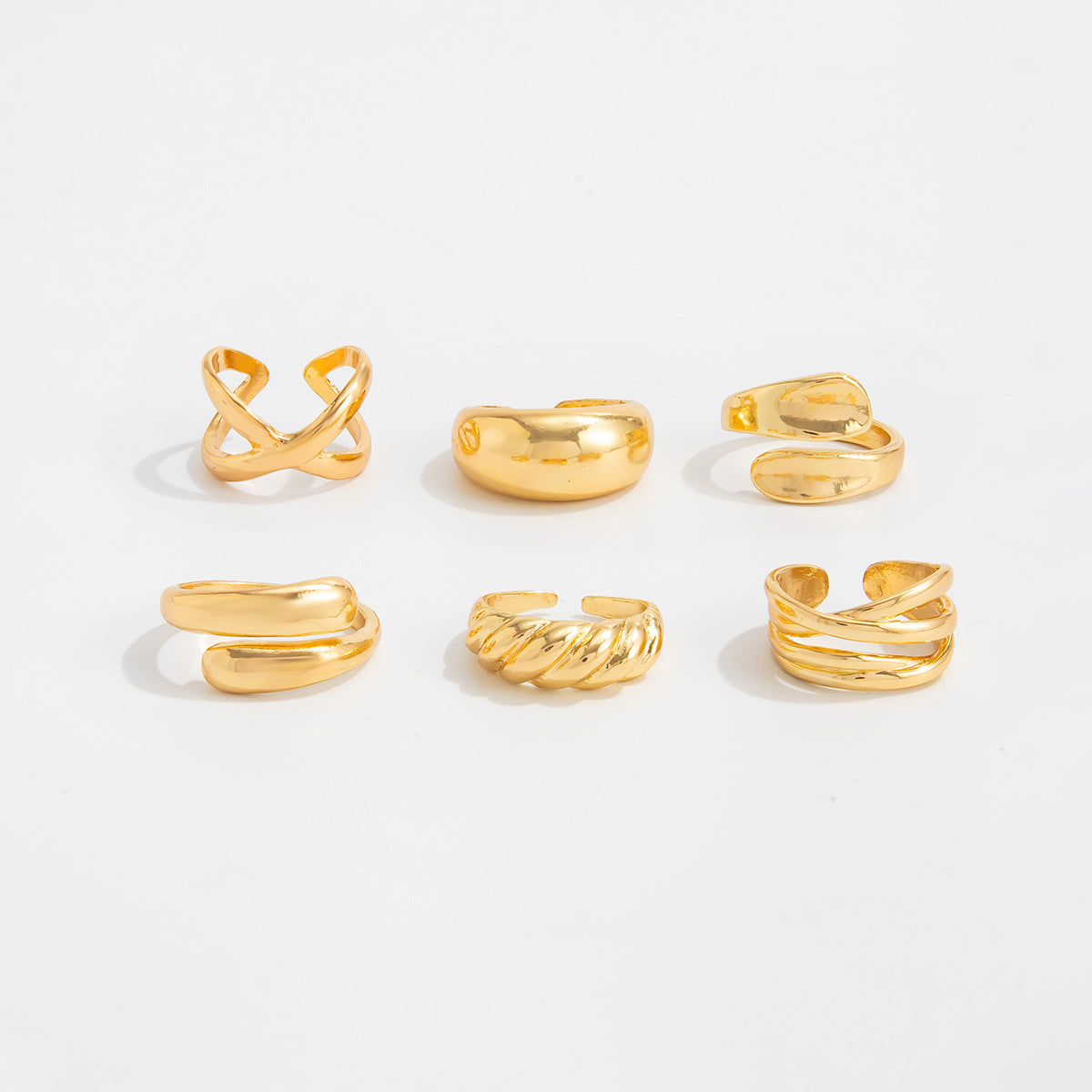 Annabella Twisted Ring Set - Gold [P0L4GJV1]
