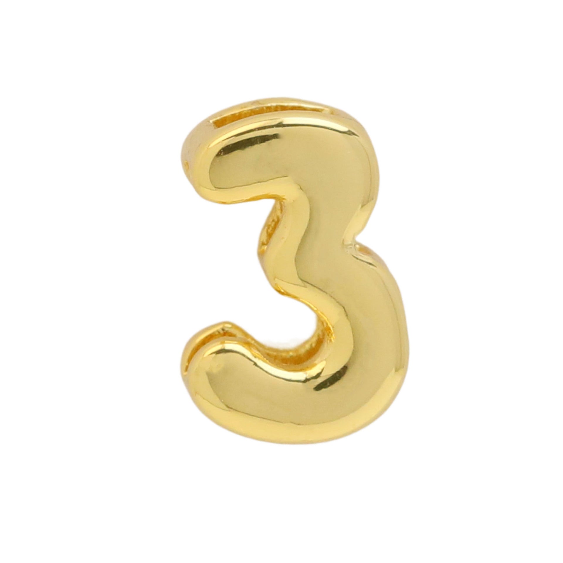 Devora Bubble Letter Necklace - Gold Tone Number 3 Pendant [6NM2CAO0]