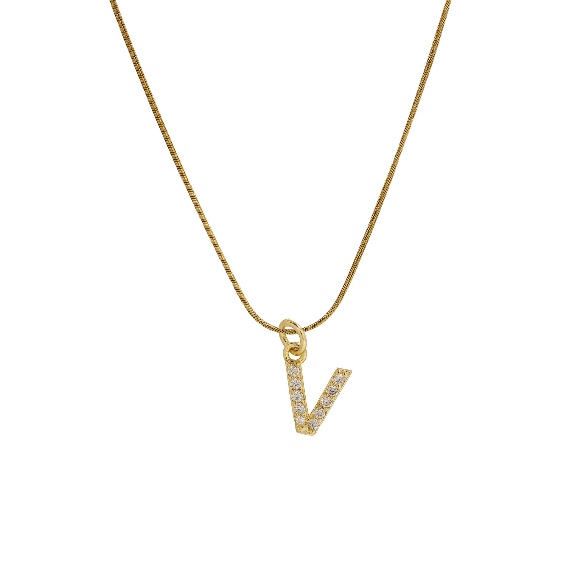 Killian Initial Zircon Necklace - V [4YL3AOHC]